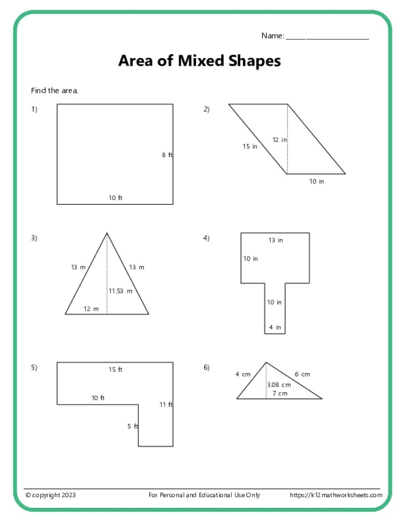 Area And Perimeter Of Mixed Shapes K12 Math Worksheets Comparing Areas And Perimeters C PDF Printable Measurement Worksheets Cazoom Math