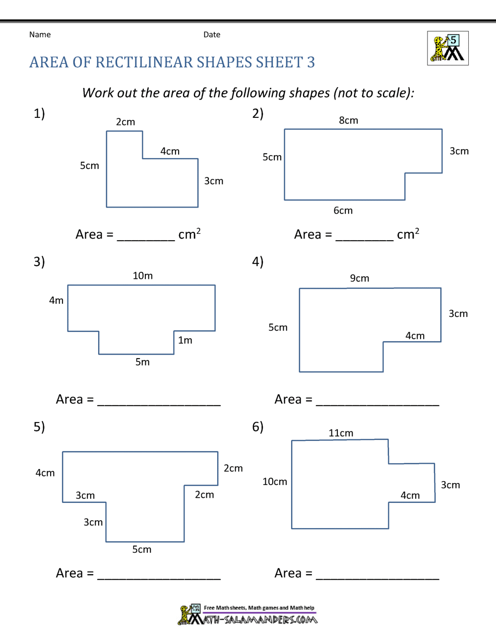 Area Of Rectangle Worksheets