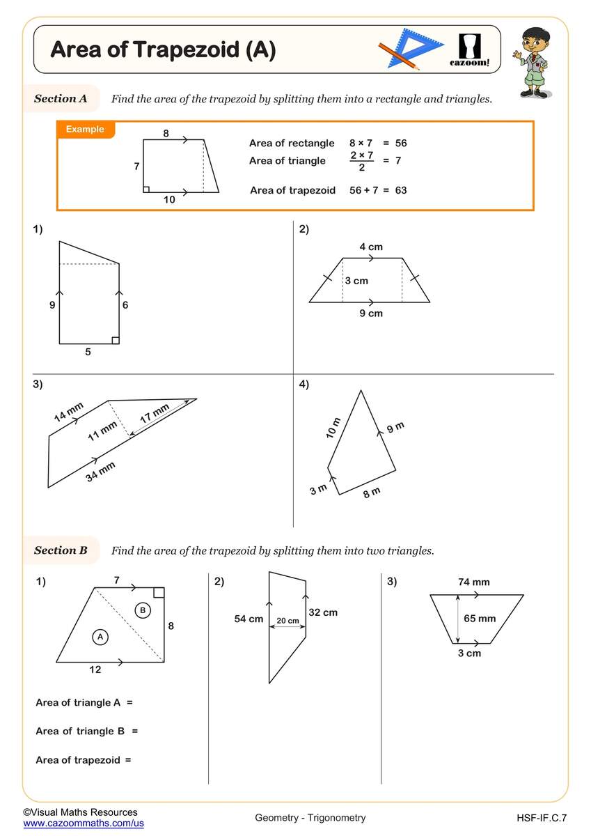 Area Of Trapezoid A Worksheet Fun And Engaging 6th Grade Geometry Worksheet Cazoom Math Area Of Quadrilateral Worksheets
