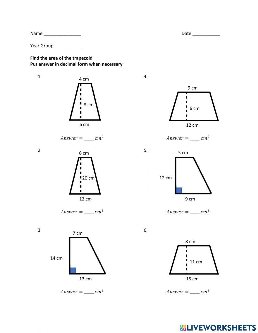Area Trapezoids Worksheet Worksheets Library Area Trapezoids Worksheet Worksheets Library