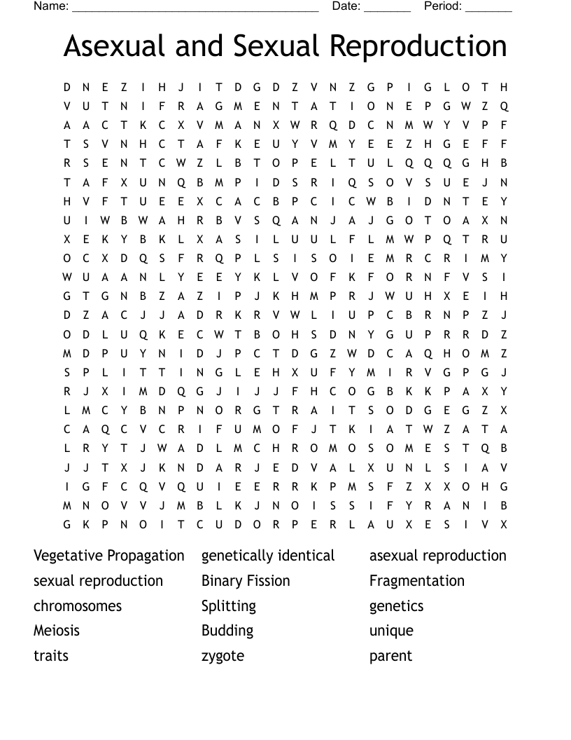Asexual And Sexual Reproduction Word Search WordMint Child Sexual Exploitation Word Search WordMint