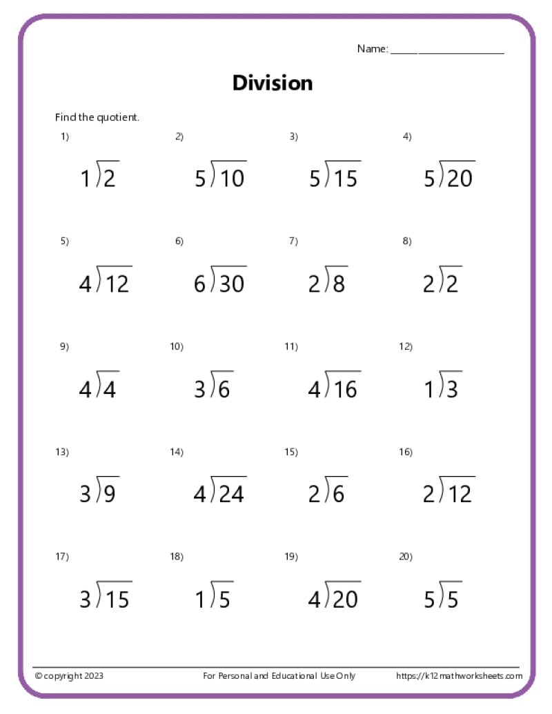 Basic Division Worksheets Worksheets For Division With Remainders