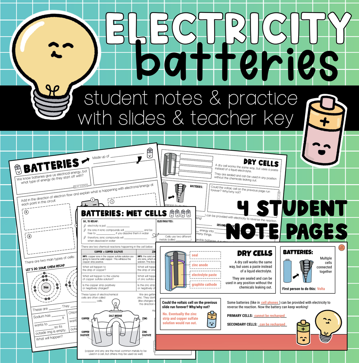 Batteries Notes And Practice Ions Electrolytes Voltaic Cells Made By Teachers Batteries Notes And Practice Ions Electrolytes Voltaic Cells Made By Teachers