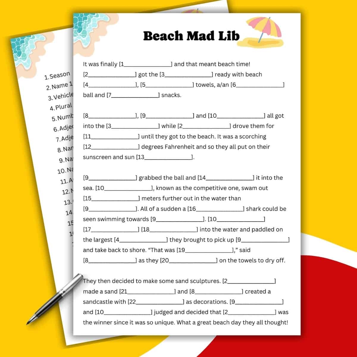 Beach Mad Libs Style Free Printable Love Laugh Games Beach Mad Libs Style Free Printable Love Laugh Games