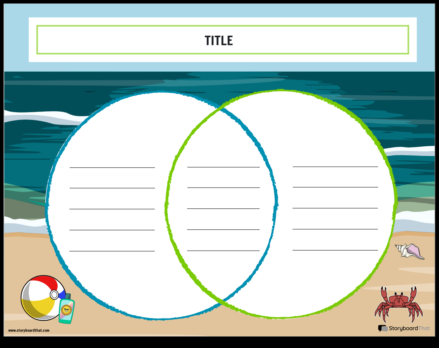 Beach Themed Compare And Contrast Worksheet Storyboard Beach Themed Compare And Contrast Worksheet Storyboard