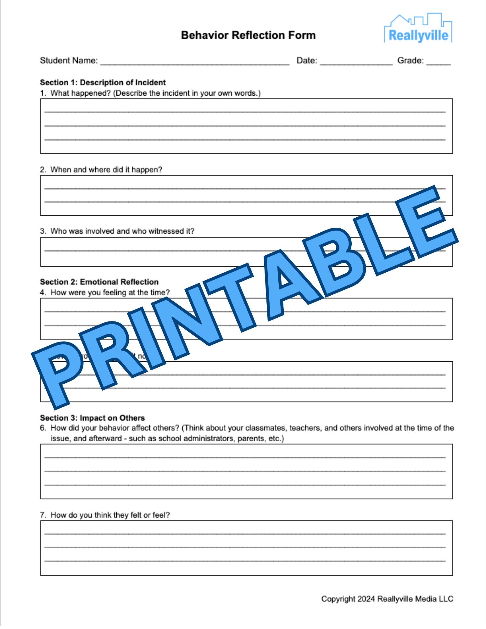 Behavior Reflection Forms Reallyville