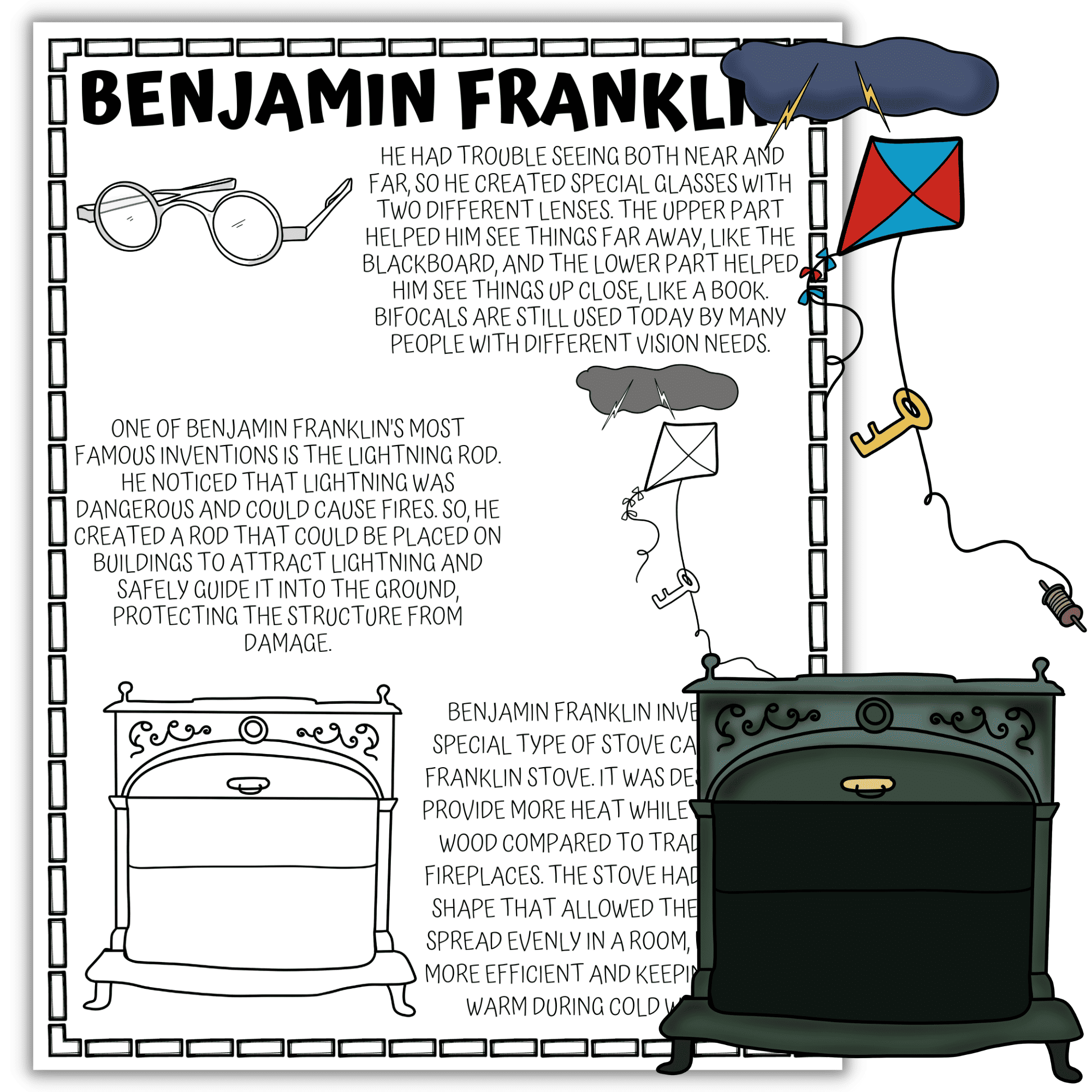 Benjamin Franklin Worksheets Printable Unit Study For Kids