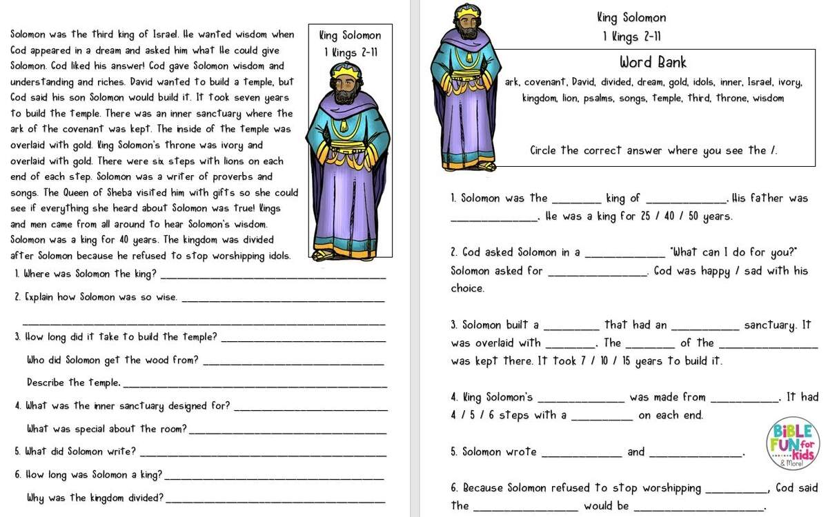 Bible Fun For Kids Solomon Is Smart Bible Fun For Kids Solomon Is Smart