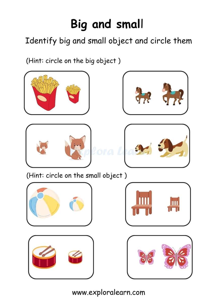 Big And Small Comparison Worksheets For Preschool And Kindergarten 2 To 6 Years Kids Free Preschool Big Or Small Worksheet