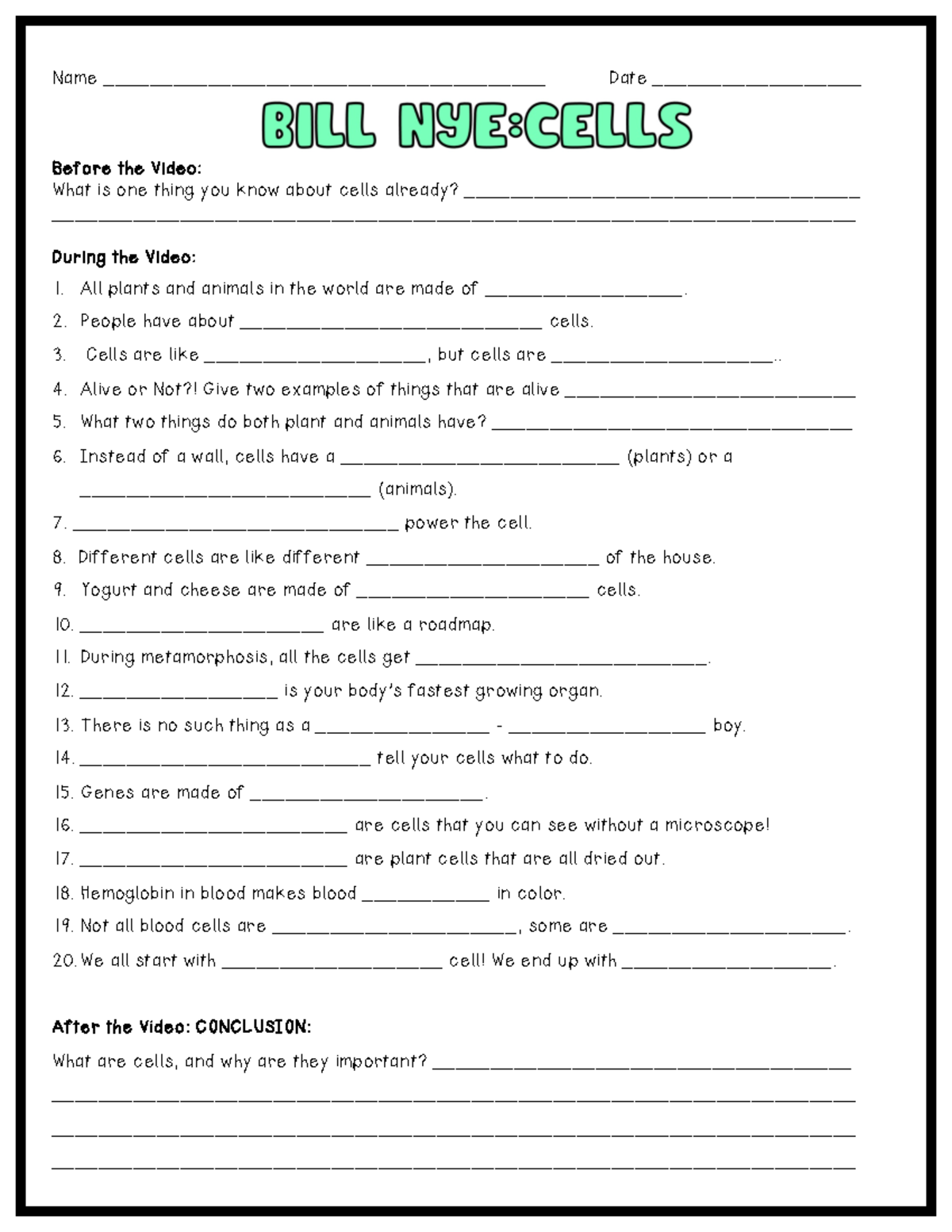 Bill Nye Cells Video Worksheet With Answer Key Science 101 Studocu Bill Nye Cells Video Worksheet With Answer Key Science 101 Studocu