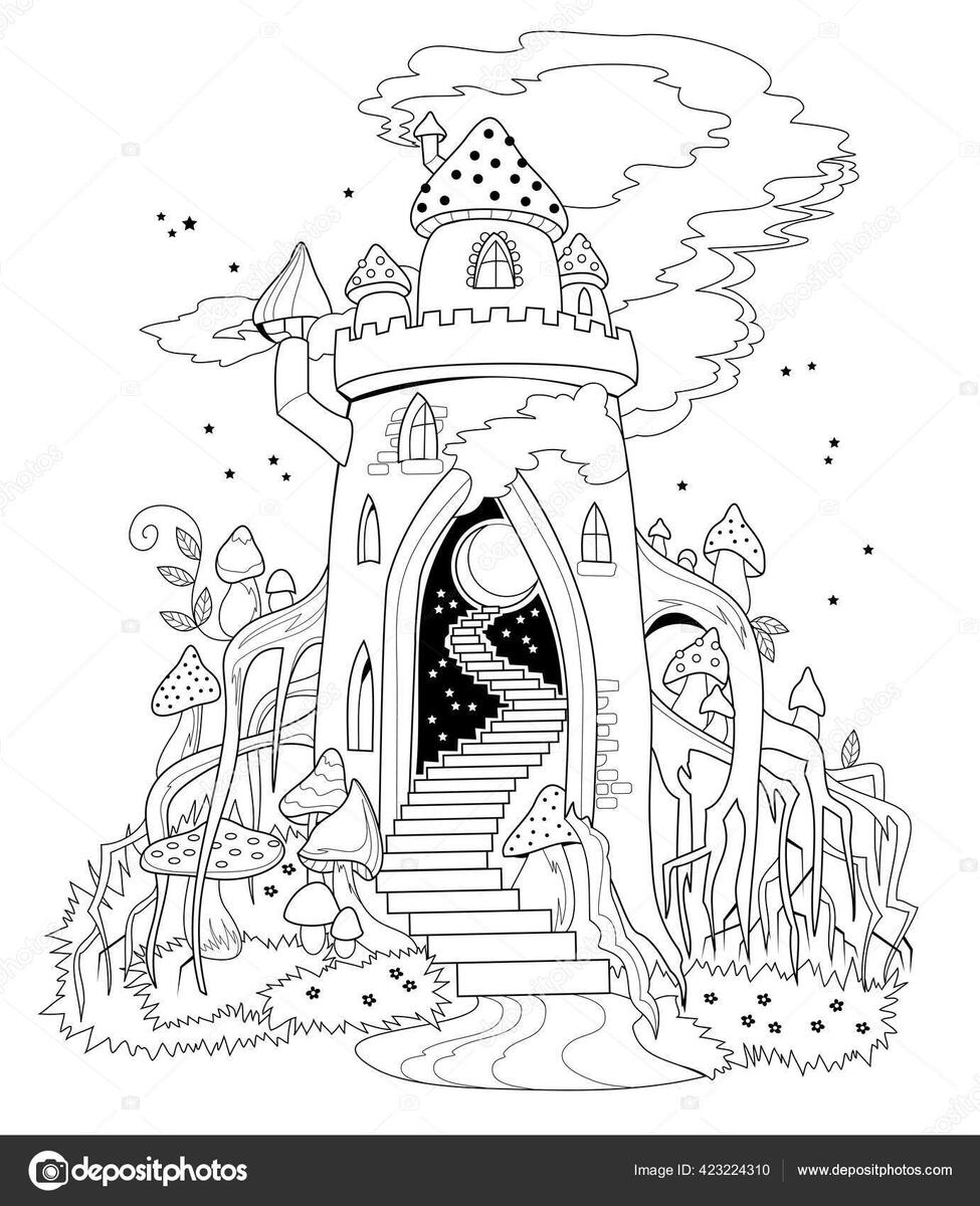 Black White Page Coloring Book Illustration Fairyland Kingdom Forest Printable Stock Vector By Nataljacernecka 423224310 Black White Page Coloring Book Illustration Fairyland Kingdom Forest Printable Stock Vector By Nataljacernecka 423224310