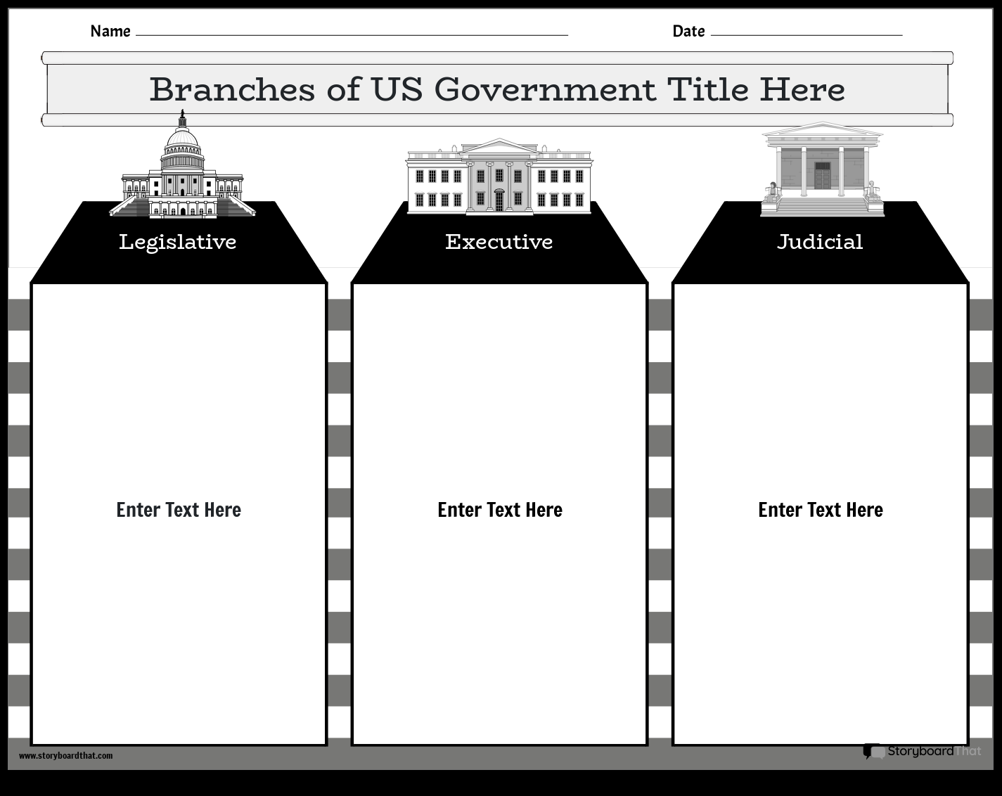 Branches Of Government Worksheet With U S Landmarks