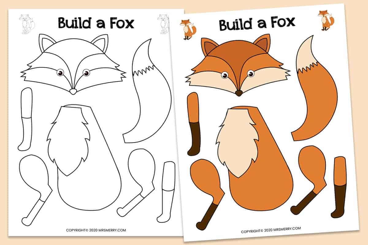 Build A Fox Free Kids Activities Printable Mrs Merry Build A Fox Free Kids Activities Printable Mrs Merry