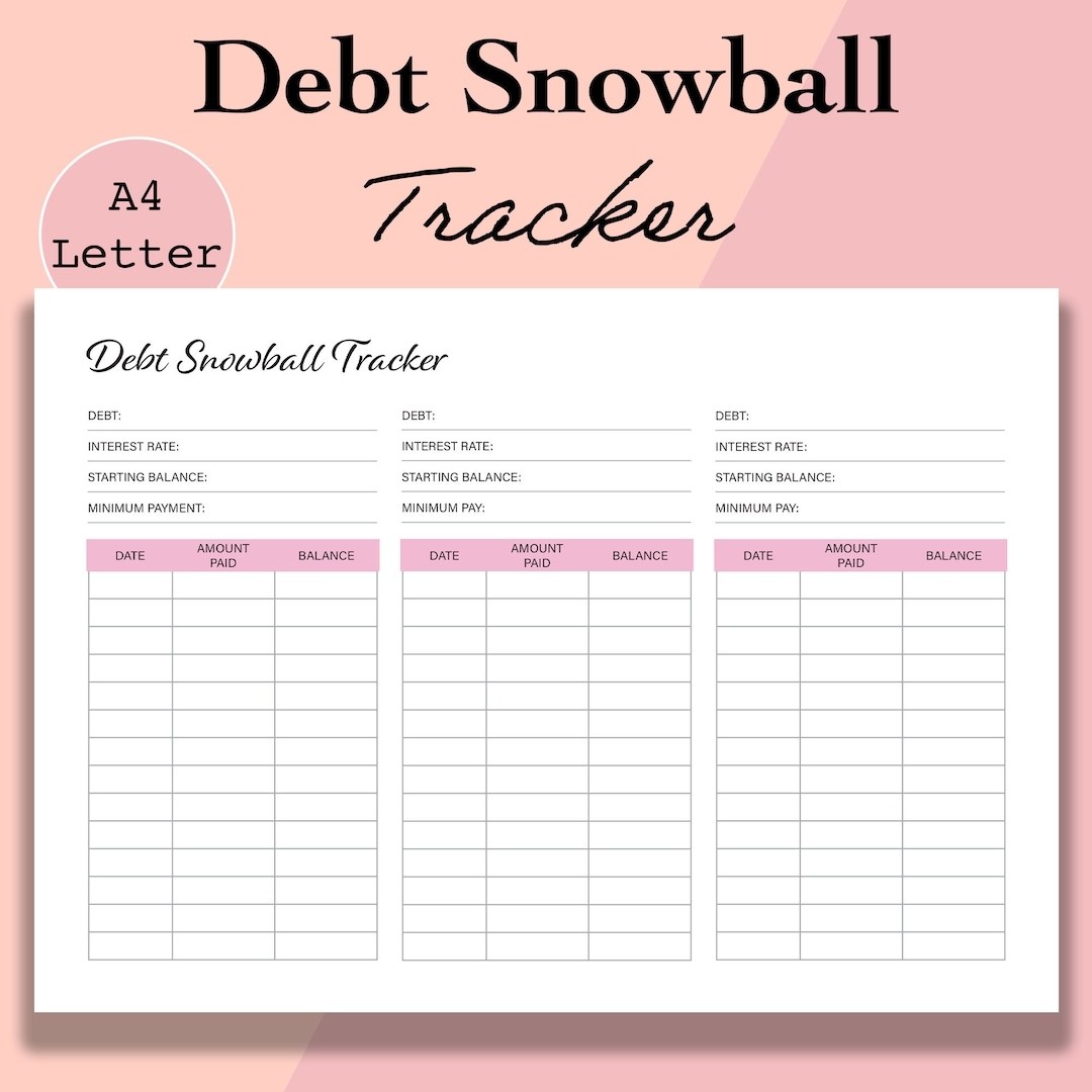 Buy Debt Snowball Tracker Printable Debt Free Chart Debt Payoff Worksheet Debt Payment Debt Progress Journal A4 Letter Digital Download Online In India Etsy