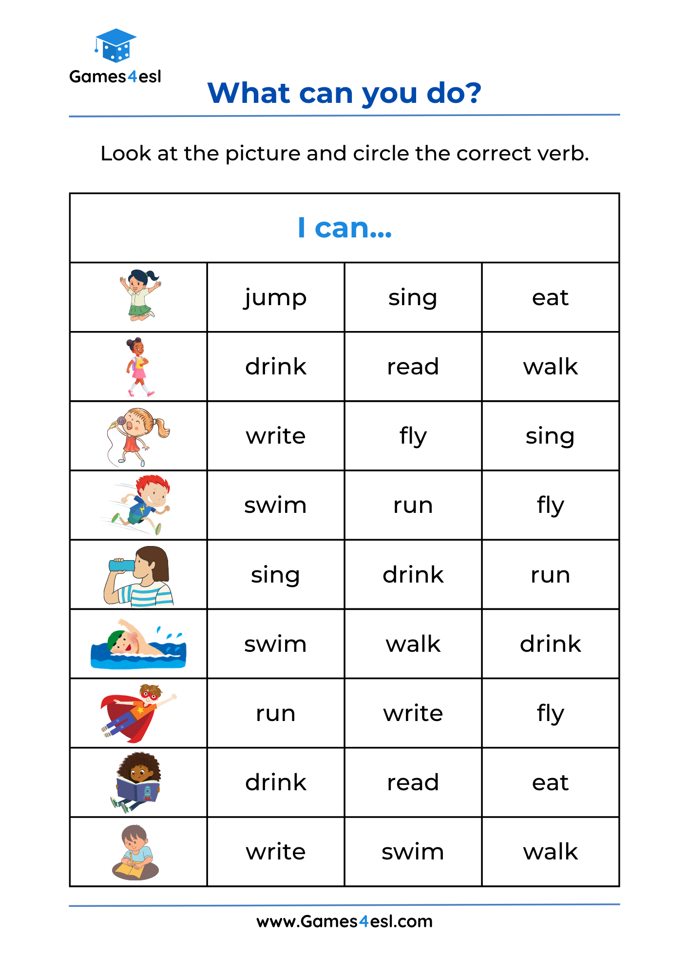 Can Can T Worksheets For Kids Games4esl
