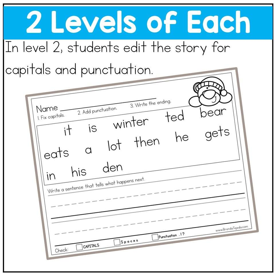 Capitalization And Punctuation Worksheets Sentence Editing And Structure Summer Tejeda S Tots