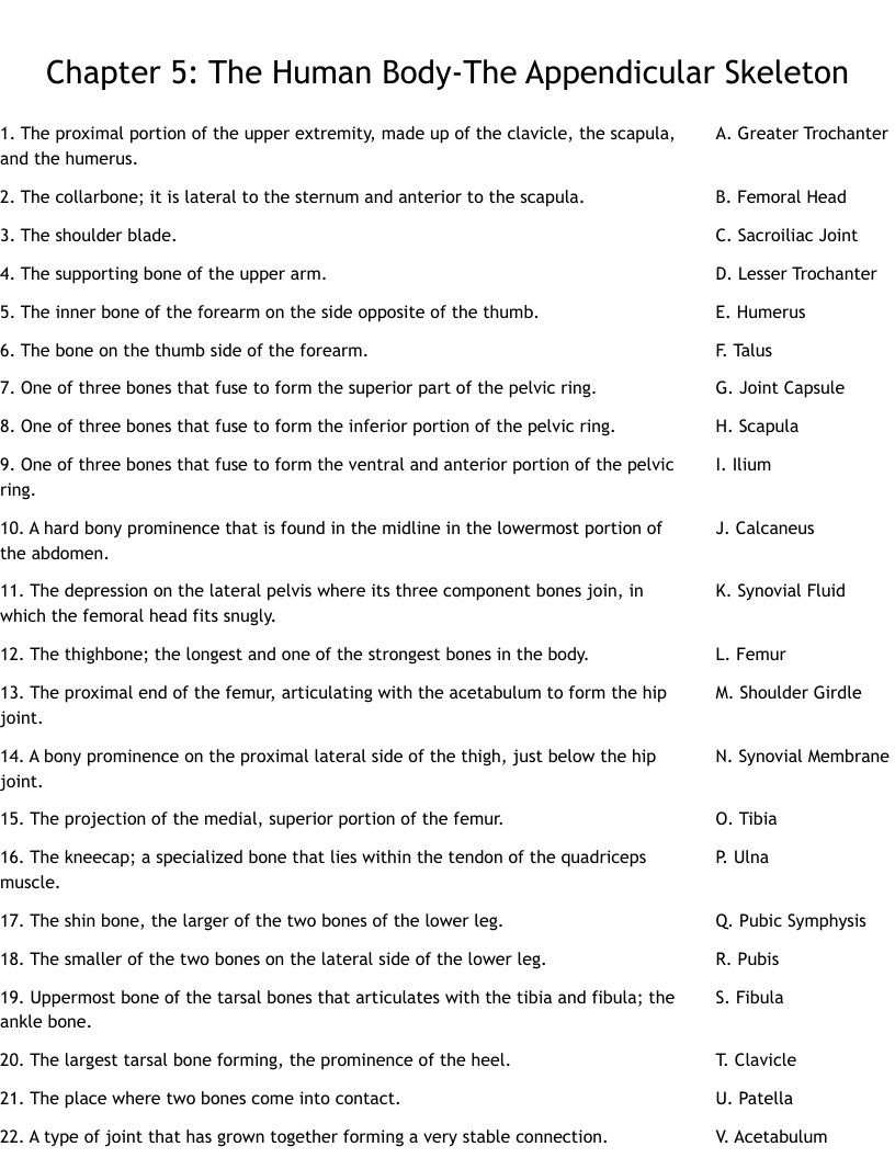 Chapter 5 The Human Body The Appendicular Skeleton Worksheet WordMint Human Skeletal System Worksheet Coloring Page Free Printable