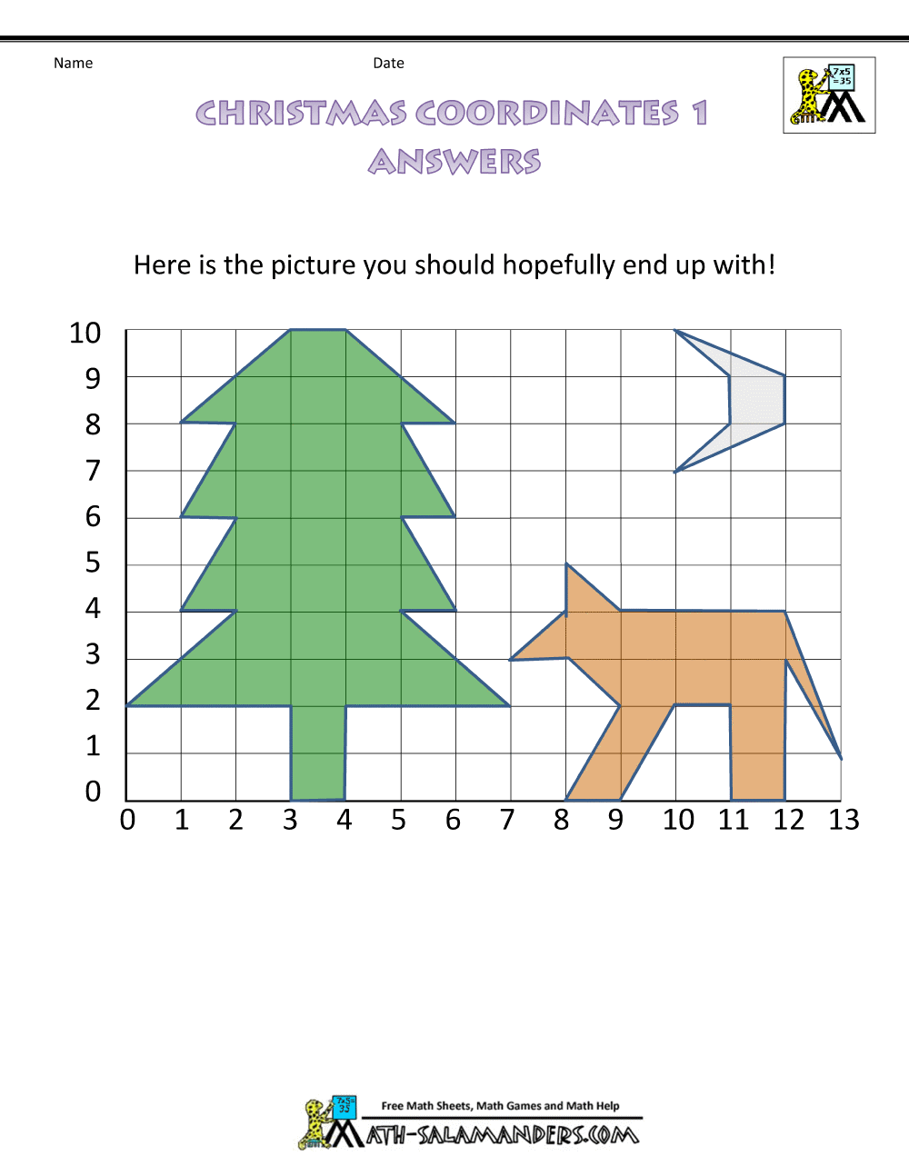 Christmas Coordinates Worksheet 4 Quadrants Christmas Coordinates Worksheet 4 Quadrants