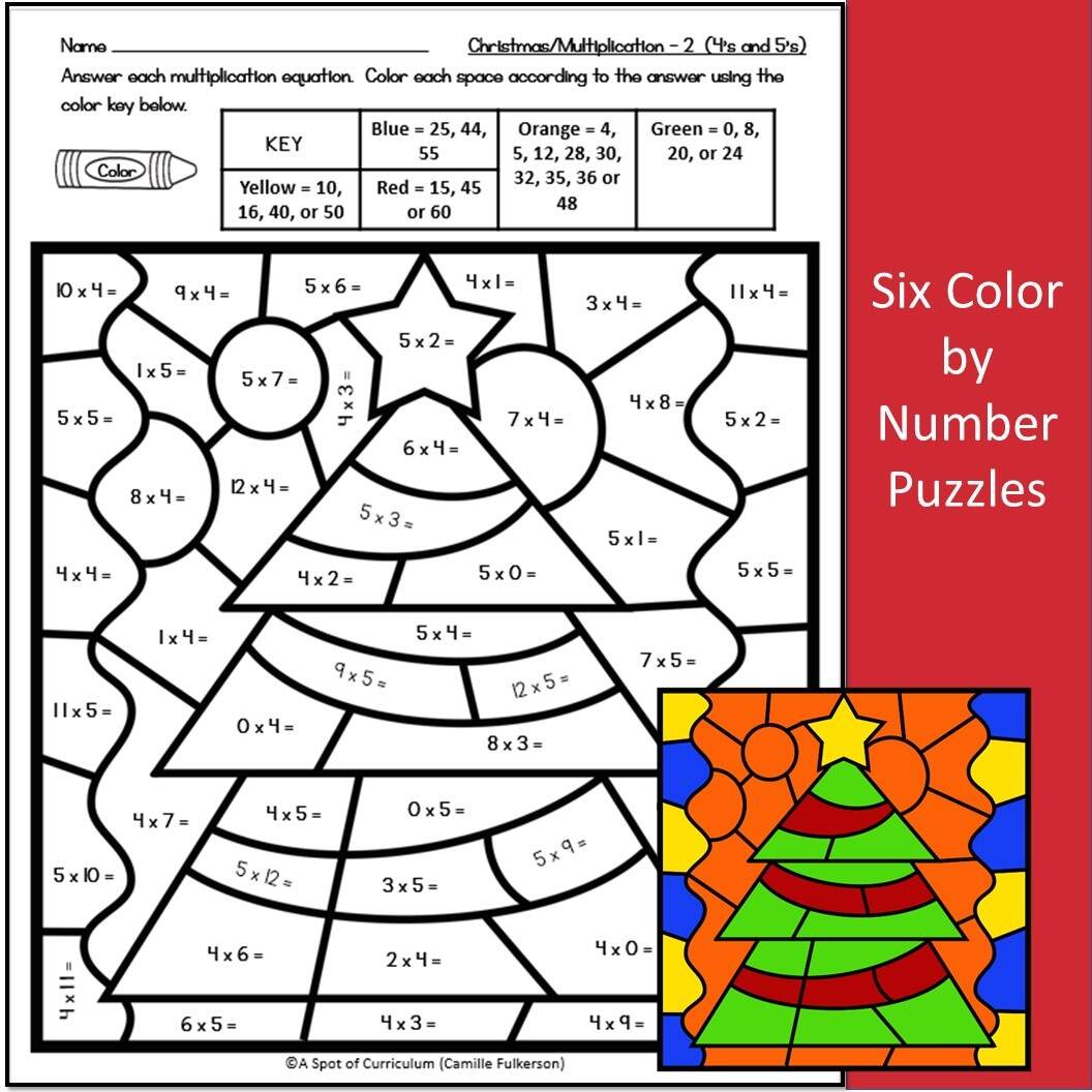 Christmas Math Coloring Sheets Multiplication Color By Number Made By Teachers Christmas Color By Number Pages