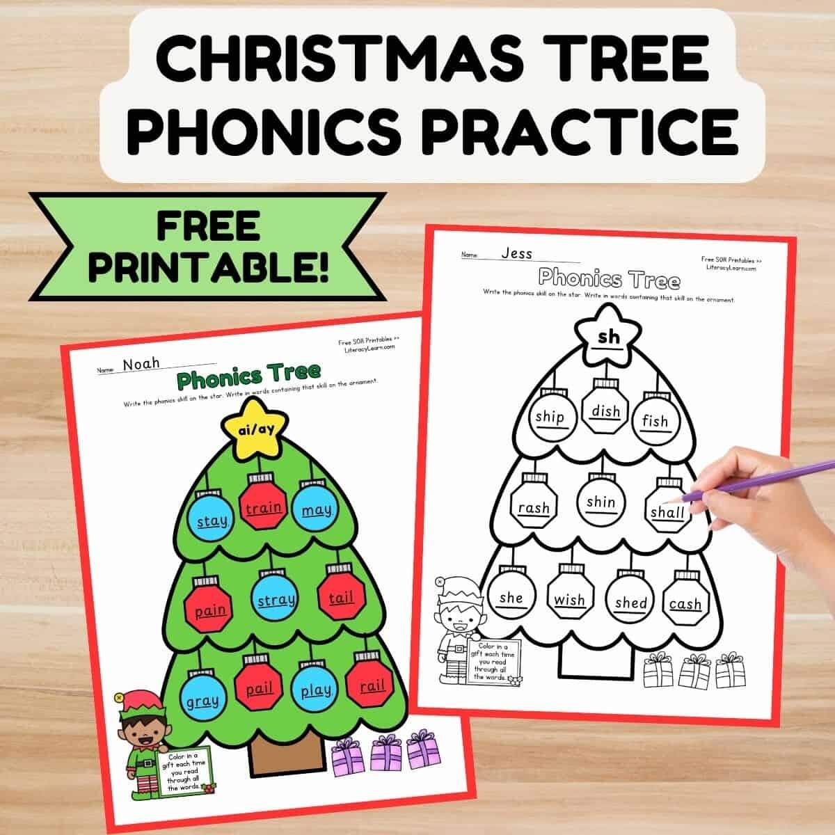 Christmas Tree Phonics Worksheet FREE Printable Literacy Learn Christmas Tree Phonics Worksheet FREE Printable Literacy Learn