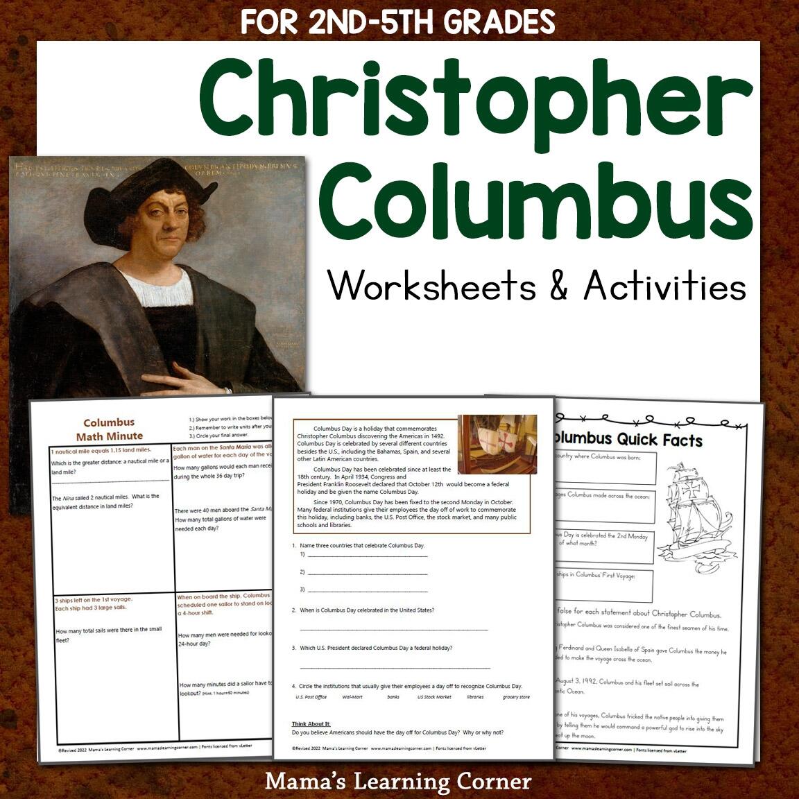 Christopher Columbus Worksheets Mamas Learning Corner Christopher Columbus Worksheets Mamas Learning Corner