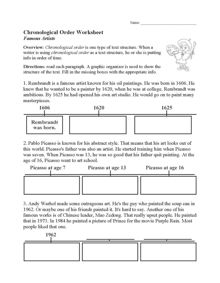 Chronological Order Worksheet Text Structure Activity