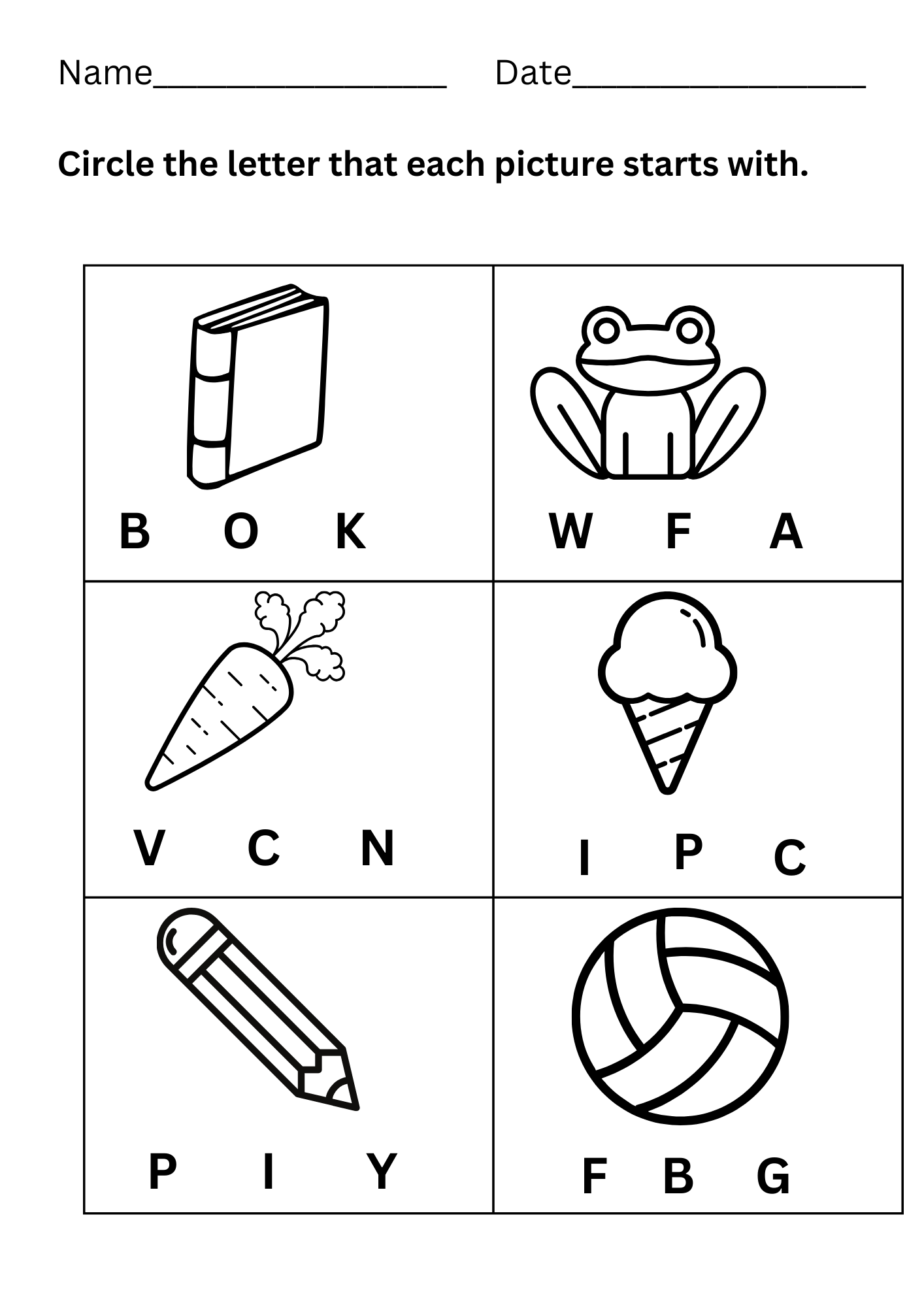 Circle The Beginning Sound Free Printable Beginning Sounds Letter Worksheets For Early Learners