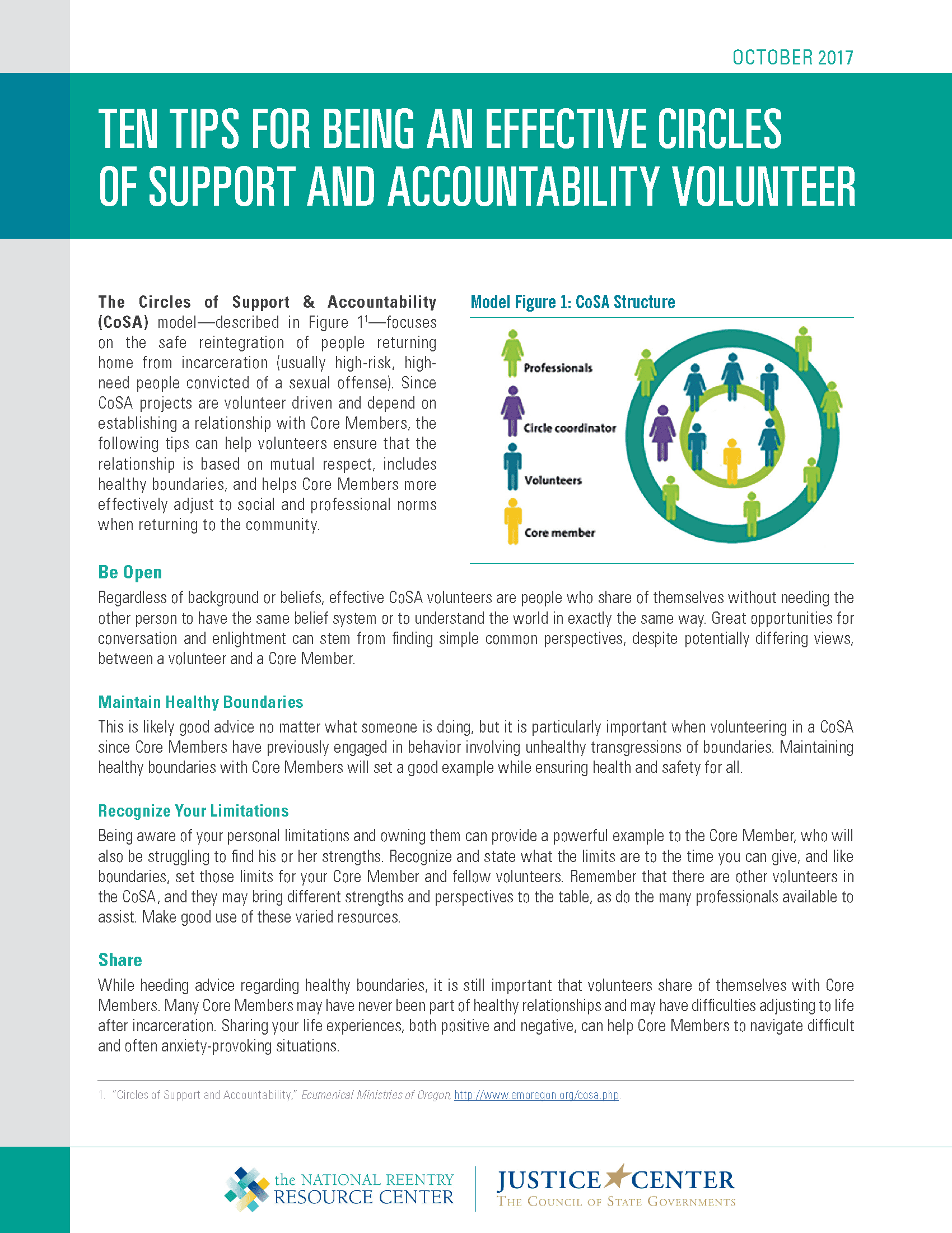 Circles Of Support And Accountability CSG Justice Center