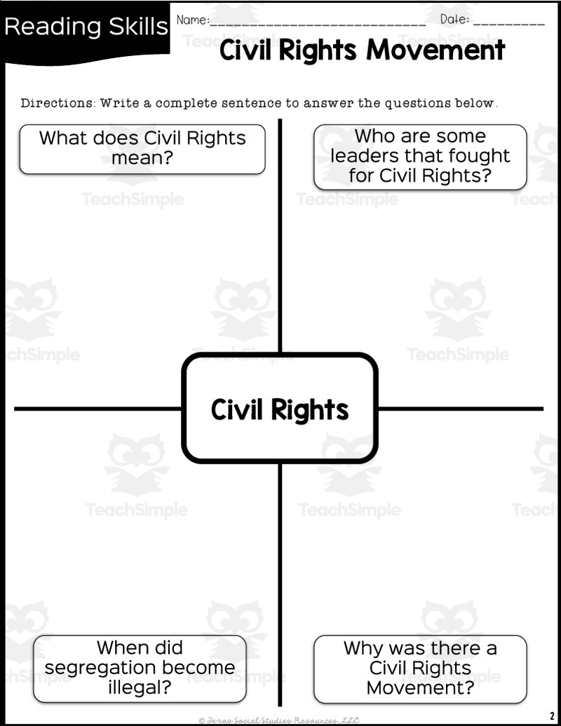 Civil Rights Movement 5th Grade Reading Packet By Teach Simple Civil Rights Movement Word Search