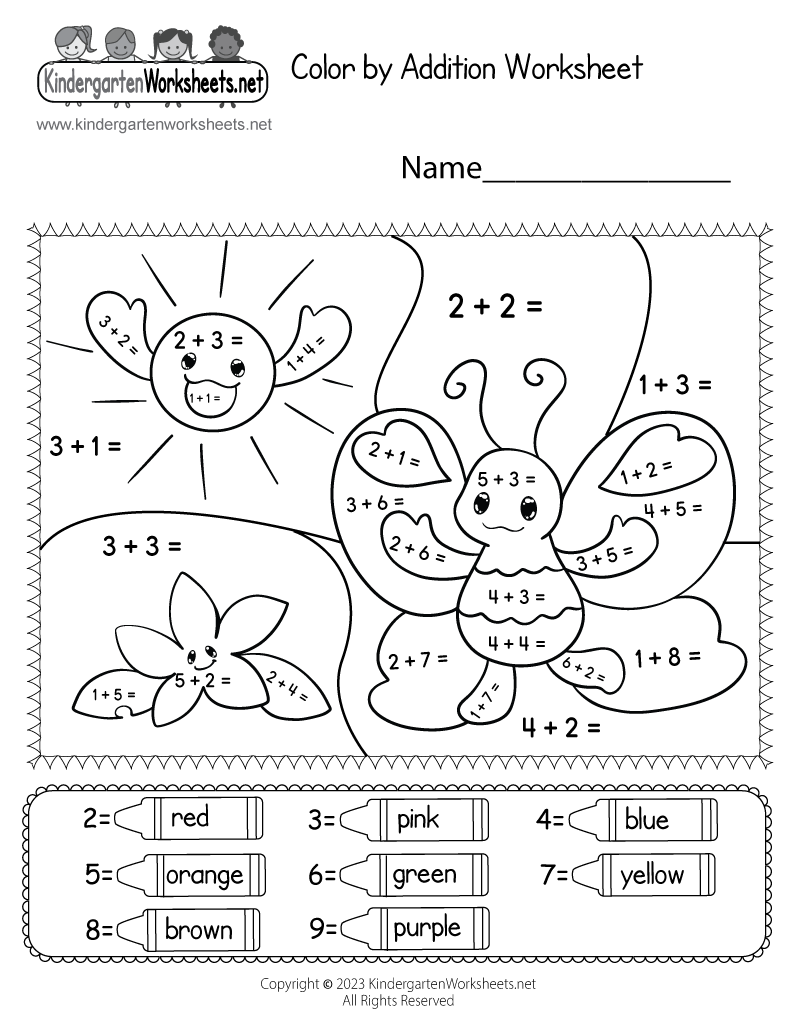 Color By Addition Worksheet Free Printable Digital PDF Addition Math Worksheets For Kindergarten