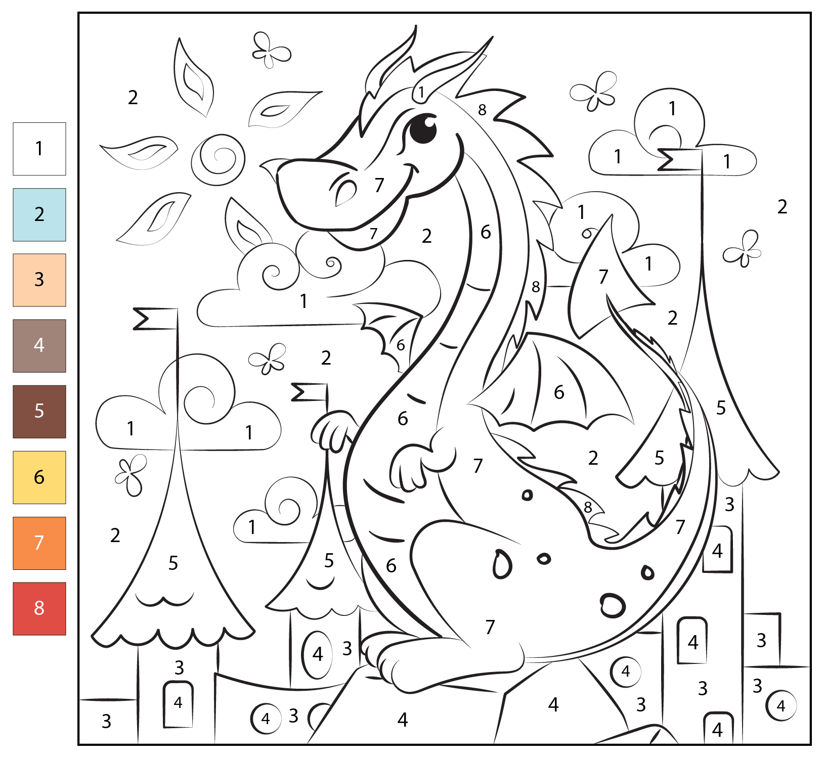 Fairy Color By Number Coloring Page Free Printable