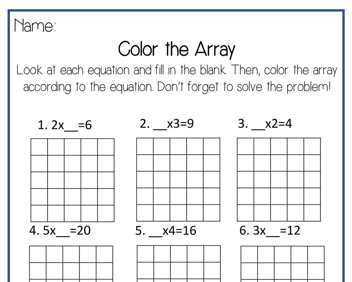 Color The Array Multiplication Eight Worksheets Etsy Free Multiplication Arrays Worksheets Teach Prints