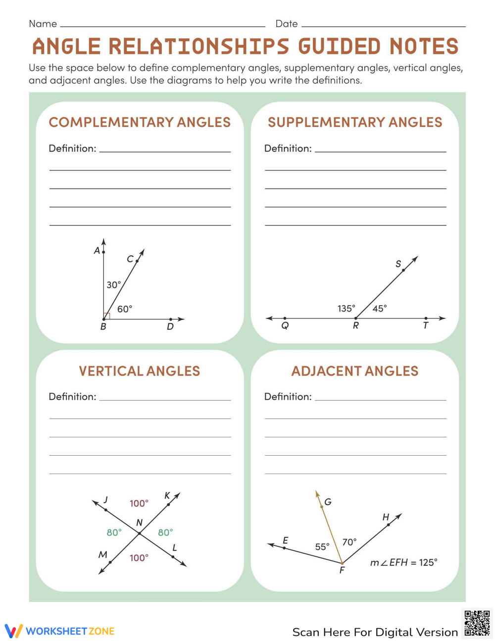 Complementary Supplementary Vertical And Adjacent Angles Worksheets Printable Complementary Supplementary Vertical And Adjacent Angles Worksheets Printable