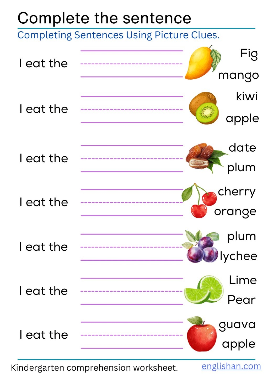 Complete The Sentence Worksheet For Kindergarten With Free PDF Complete The Sentence Worksheet For Kindergarten With Free PDF
