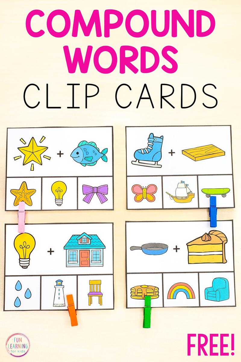 Compound Word Clip Cards Free Printable Compound Word Clip Cards Free Printable