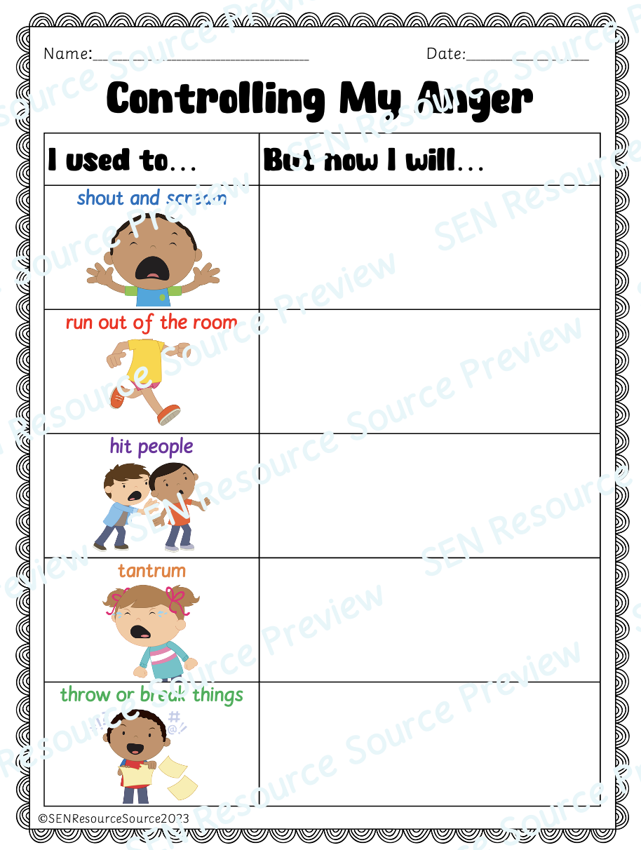 Anger Management Worksheets For Teens