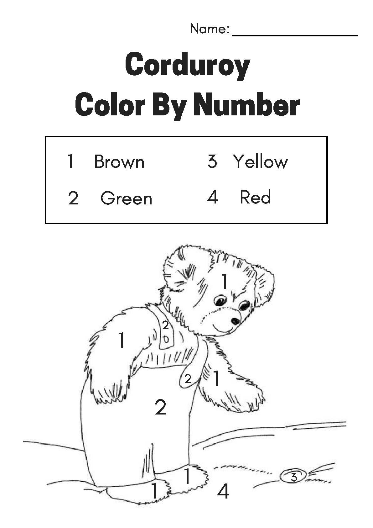 Corduroy Color By Number By Basler S Best TPT Corduroy Color By Number By Basler S Best TPT