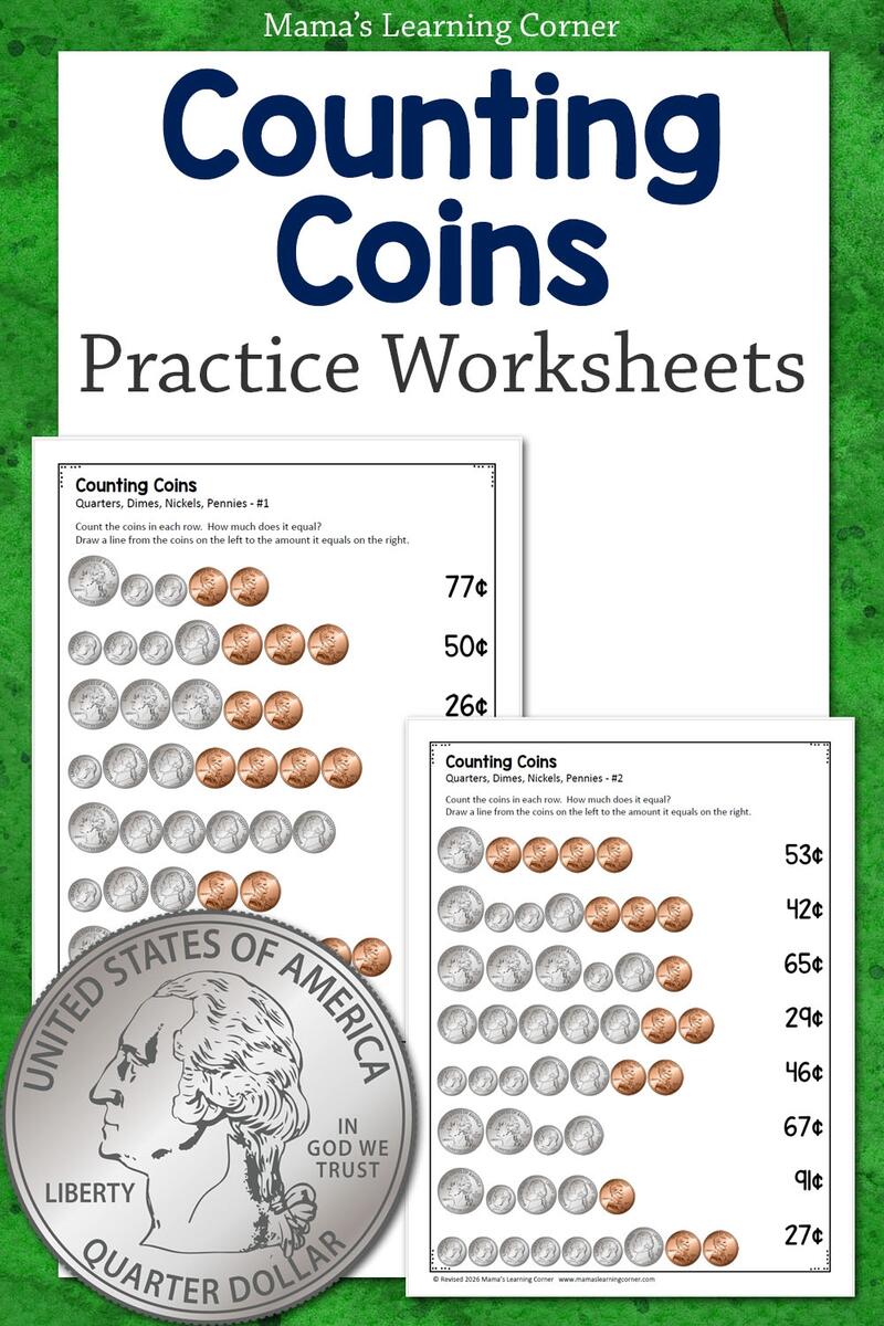 Counting Coins Worksheet For Kids Free Printable Mamas Learning Corner Counting Coins Worksheet For Kids Free Printable Mamas Learning Corner