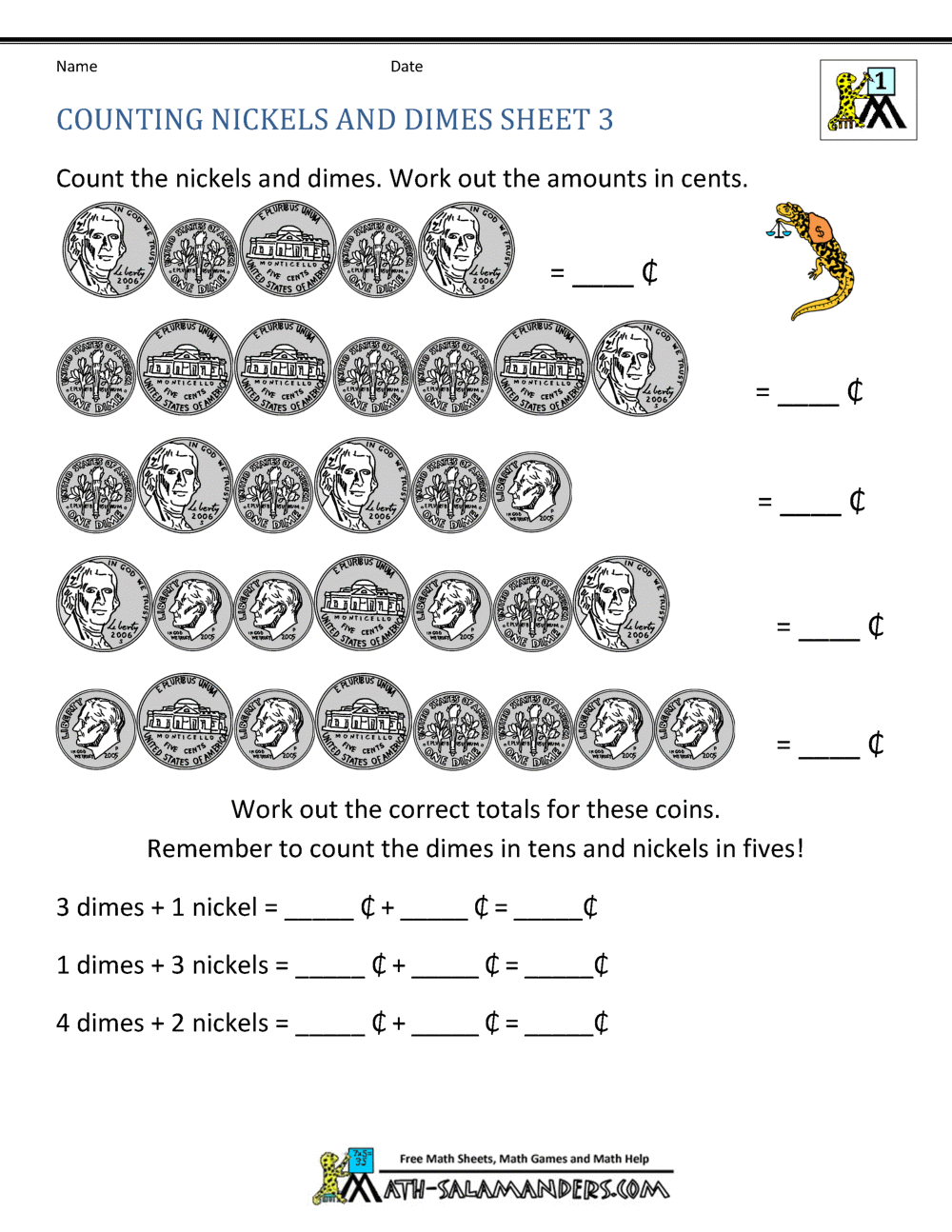Counting Money Worksheets 1st Grade Counting Coins Worksheets