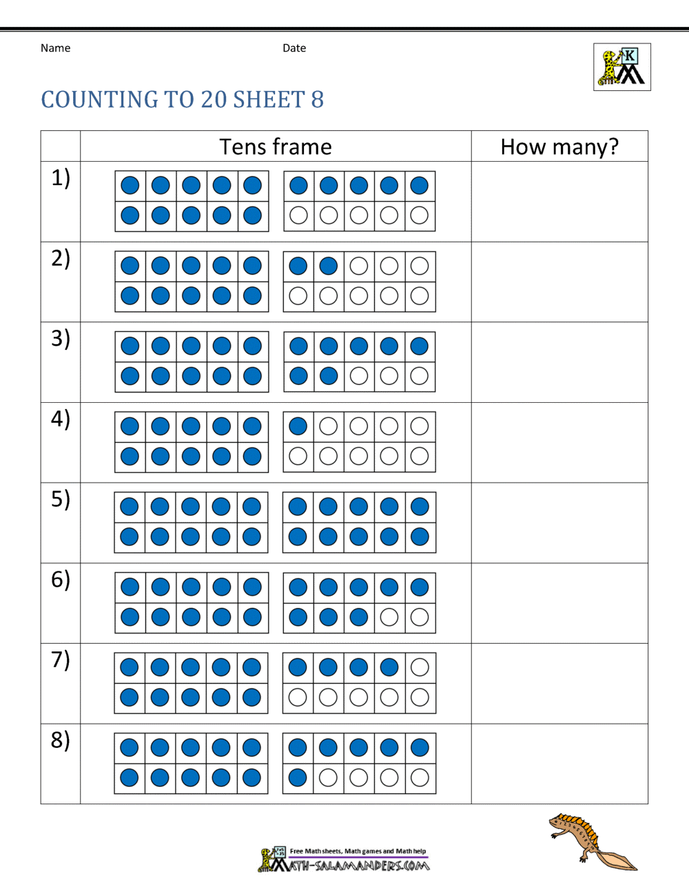 Counting To 20 Worksheets Counting To 20 Worksheets