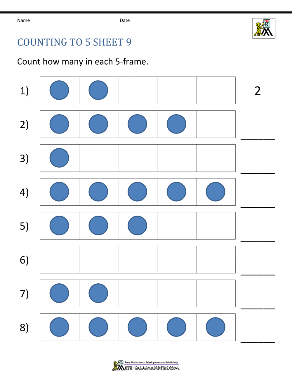 Counting To 5 Worksheets Free Printable Number Matching Worksheets For Kindergarten And Preschool Count And Match 1 10 MegaWorkbook