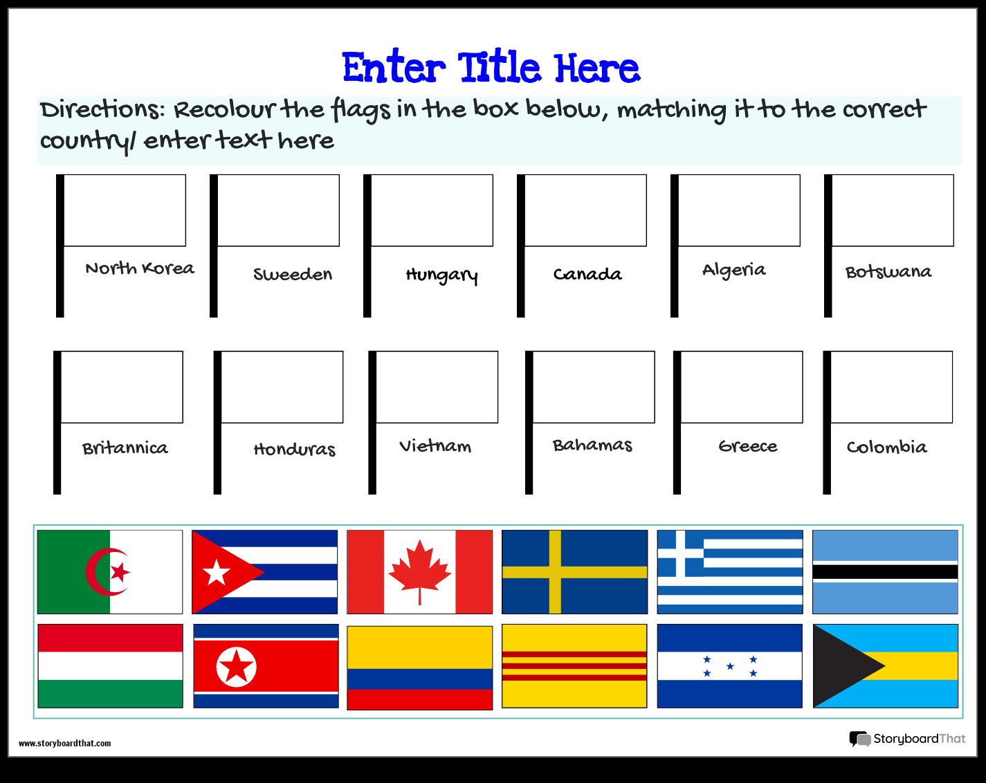 Country Cards Based Flag Worksheet Template Storyboard Country Cards Based Flag Worksheet Template Storyboard