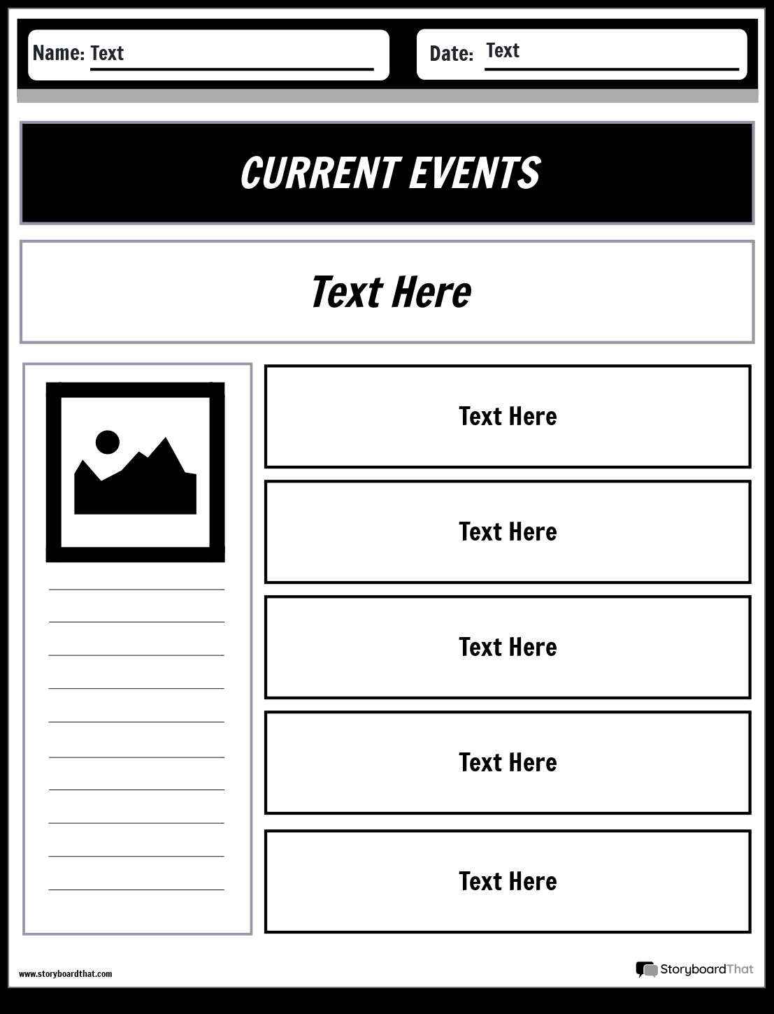Create Free Current Events Worksheets With Storyboard That