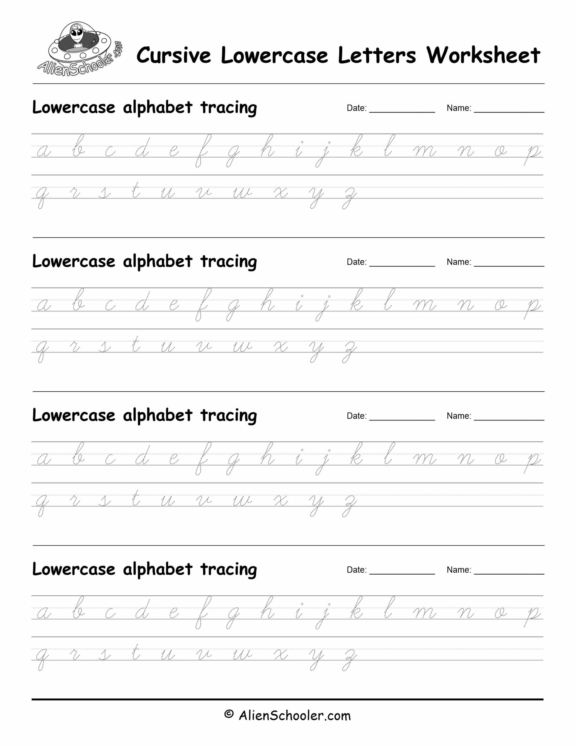 Cursive Lowercase Alphabet Tracing Worksheet PDF Alien Schooler Cursive Lowercase Alphabet Tracing Worksheet PDF Alien Schooler