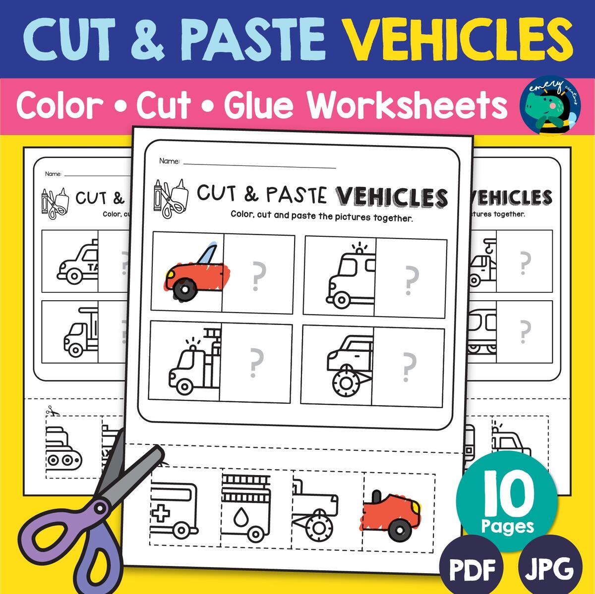 Cut And Paste Vehicles Worksheets Back To School Activity Made By Teachers