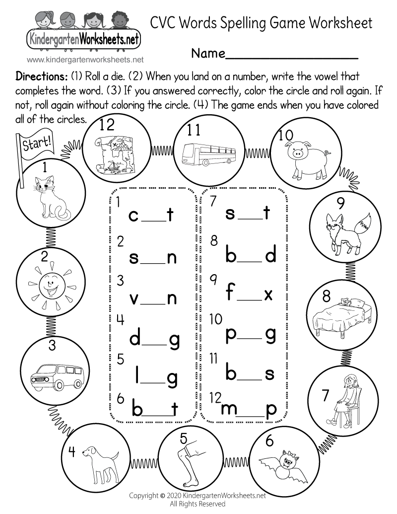 CVC Words Spelling Game Worksheet Free Printable Digital PDF Spelling Three Letter Words Worksheet Free Printable Digital PDF