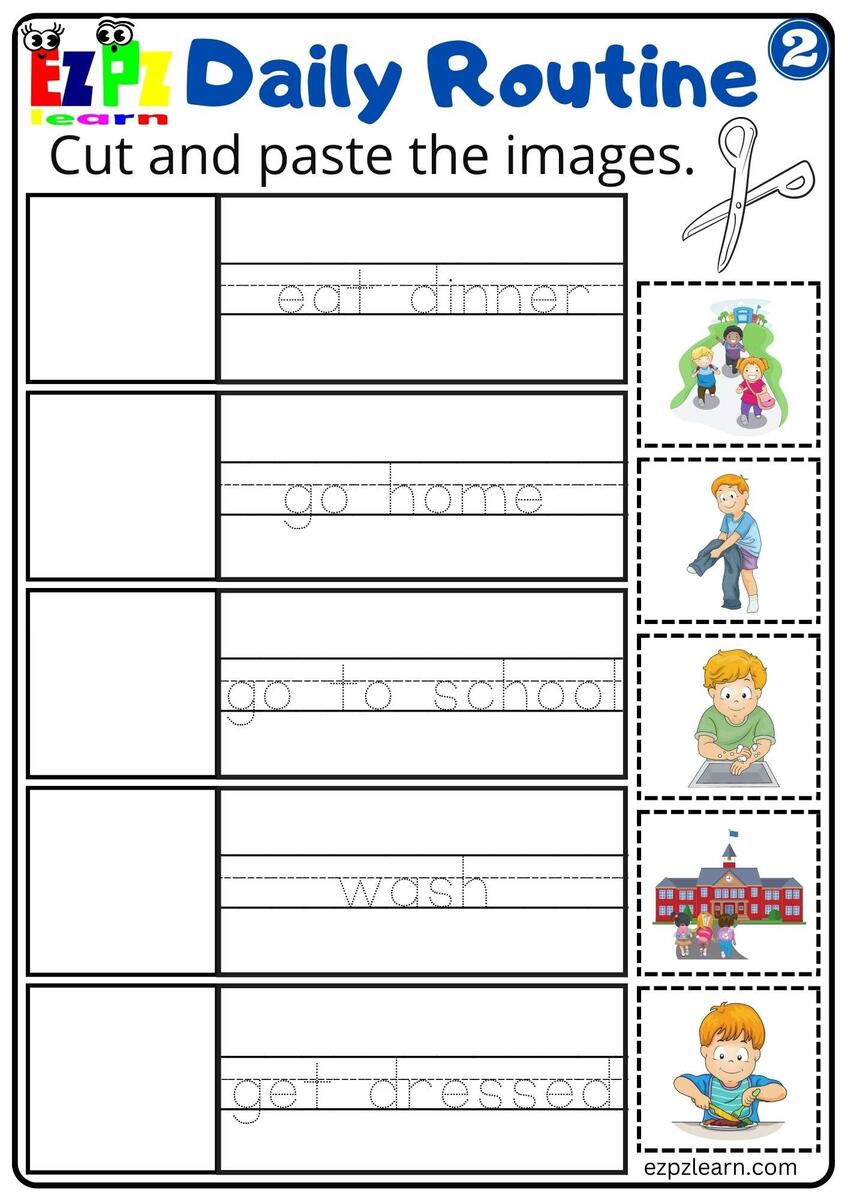 Daily Routines Group 2 Cut And Paste Worksheet For Children And ESL Students Free PDF Download Ezpzlearn Daily Routines Group 2 Cut And Paste Worksheet For Children And ESL Students Free PDF Download Ezpzlearn
