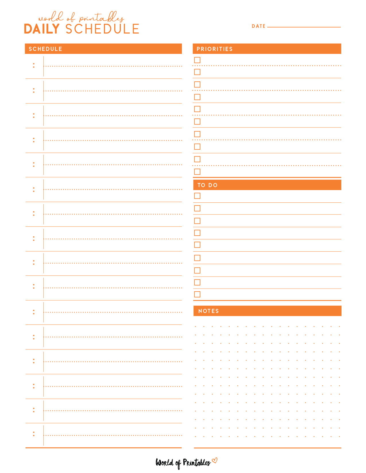 Daily Schedule Templates World Of Printables Daily Schedule Templates World Of Printables