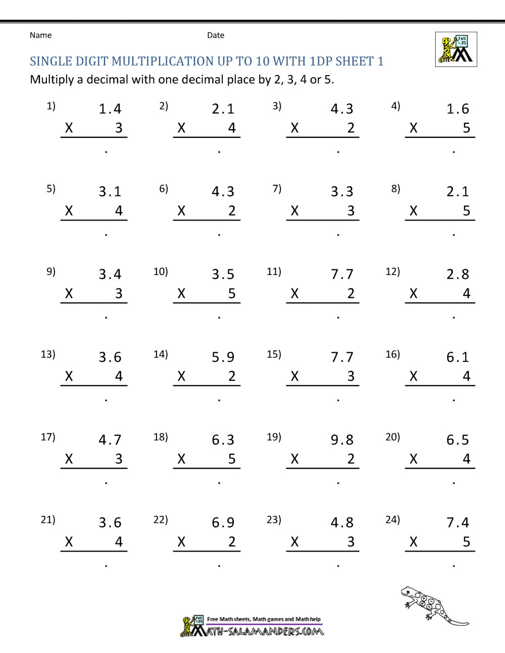 Decimal Multiplication Worksheets 5th Grade Decimal Multiplication Worksheets 5th Grade