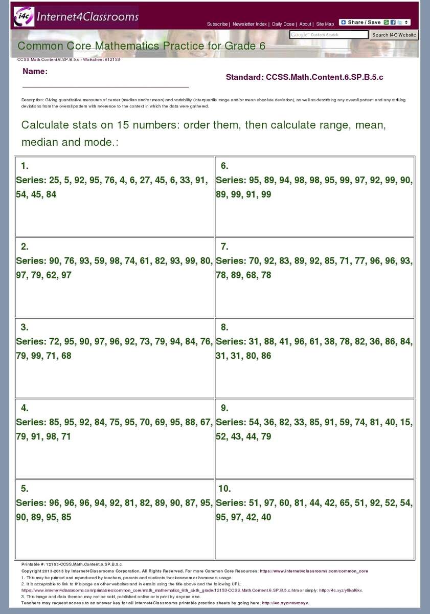 Description Download Worksheet 12153 CCSS Math Content 6 SP B 5 C Description Download Worksheet 12153 CCSS Math Content 6 SP B 5 C